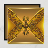 フローラ金ゴールドジュエル50th誕生日パーティー 招待状 (正面/裏面)