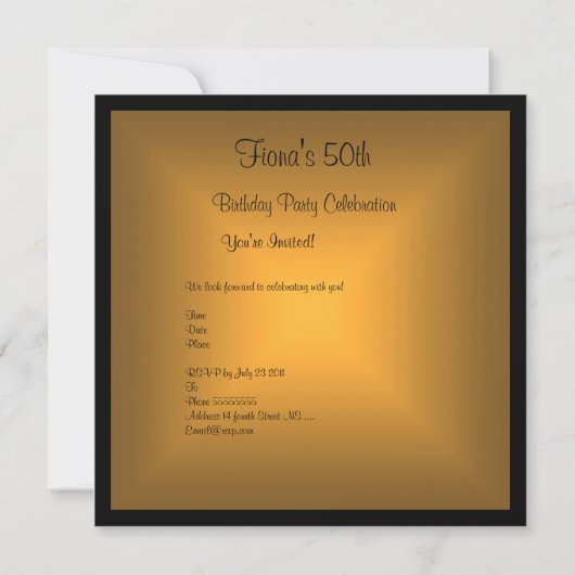 フローラ金ゴールドジュエル50th誕生日パーティー 招待状 (裏面)