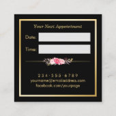 フローラ金ゴールドストライプ白黒サロンアポイントメント 予約カード (裏面)