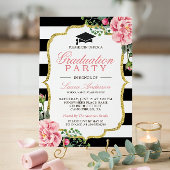 フローラ金ゴールドストライプ白黒卒業党 招待状