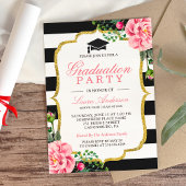 フローラ金ゴールドストライプ白黒卒業党 招待状