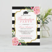 フローラ金ゴールドストライプ白黒卒業党 招待状 (スタンド正面)