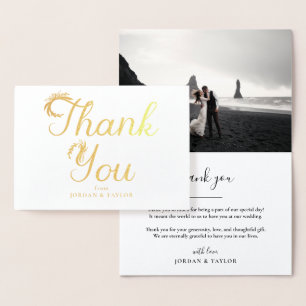フローラ金ゴールドス結婚クリプトThank You Photo 箔カード
