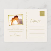 フローラ金ゴールドダブル中国のハピネス日付を保存 案内ポストカード (裏面)