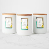 フローラ金ゴールドティール（緑がかった色）グリッターホワイトプロダクトラベルロゴ フードラベル (ボトル)