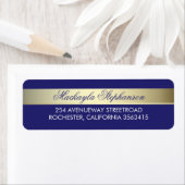 フローラ金ゴールドネイビーとホワイトストライプ結婚ズ ラベル (インサイチュ)