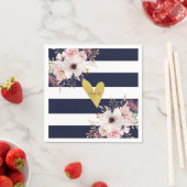 フローラ金ゴールドネイビー結婚ホワイト紙ナプキン スタンダードカクテルナプキン (インサイチュ)