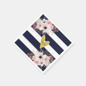 フローラ金ゴールドネイビー結婚ホワイト紙ナプキン スタンダードカクテルナプキン (角)