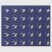 フローラ金ゴールドハートとイニシャル ラッピングペーパー (フラット)