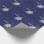 フローラ金ゴールドハートとイニシャル ラッピングペーパー (角)