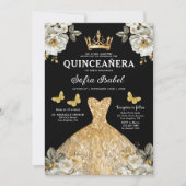 フローラ金ゴールドバイリンガルスペインのキンセアニェラ 招待状 (正面)