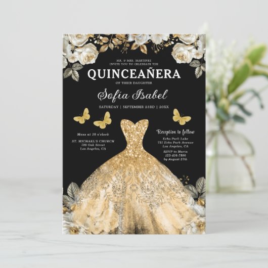 フローラ金ゴールドバイリンガルスペインのキンセアニェラ 招待状 (スタンド正面)