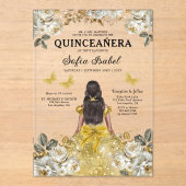 フローラ金ゴールドバタフライプリンセスキンセアニェラ アクリル招待状 (正面)