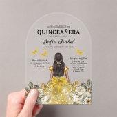 フローラ金ゴールドバタフライプリンセスキンセアニェラ アクリル招待状 (インサイチュ (ポータブル))