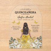 フローラ金ゴールドバタフライプリンセスキンセアニェラ アクリル招待状 (正面)