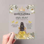 フローラ金ゴールドバタフライプリンセスキンセアニェラ アクリル招待状 (インサイチュ (ポータブル))