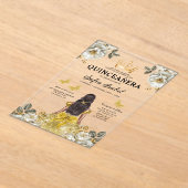 フローラ金ゴールドバタフライプリンセスキンセアニェラ アクリル招待状 (レイダウン)