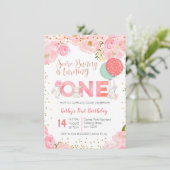 フローラ金ゴールドバニー1st誕生日フローラ招待状 招待状 (スタンド正面)