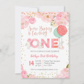 フローラ金ゴールドバニー1st誕生日フローラ招待状 招待状 (正面)