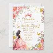 フローラ金ゴールドバラプリンセスキンセアニェラ誕生日 招待状 (正面)