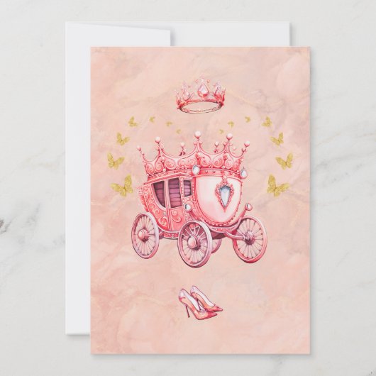 フローラ金ゴールドバラプリンセスキンセアニェラ誕生日 招待状 (裏面)