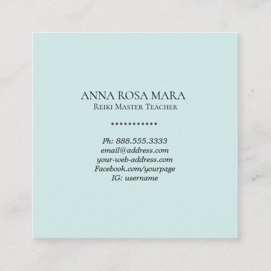 *~*フローラ金ゴールドヒーラーアクア霊気 スクエア名刺 (裏面)