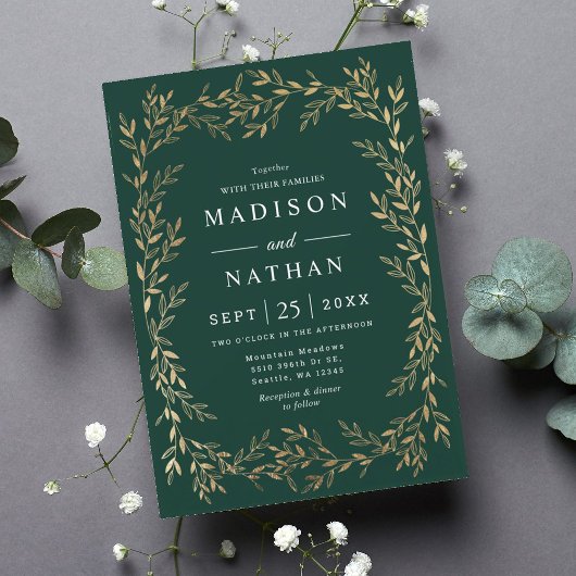 フローラ金ゴールドビクトリアン結婚式招待状 招待状