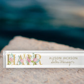 フローラ金ゴールドピンクタイポグラフィヘアサロンマネージャー デスクネームプレート