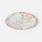 フローラ金ゴールドピンクバニーピンクバルーン1st誕生日 ペーパープレート (アングル)