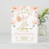 フローラ金ゴールドピンクバニー1stバースデー招待状 招待状 (スタンド正面)