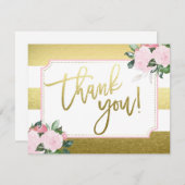 フローラ金ゴールドフェイク箔 |ありがとうございます サンキューカード (正面/裏面)