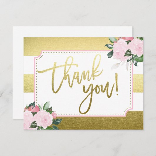 フローラ金ゴールドフェイク箔 |ありがとうございます サンキューカード (正面/裏面)