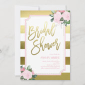 フローラ金ゴールドフェイク箔 |ブライダルシャワー 招待状 (正面)