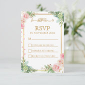 フローラ金ゴールドフレームイスラム結婚教徒 出欠カード (スタンド正面)