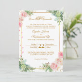 フローラ金ゴールドフレームイスラム結婚教徒 招待状 (スタンド正面)