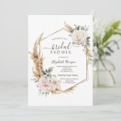 フローラ金ゴールドフレームグリッターブライダルシャワー 招待状 (スタンド正面)