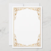 フローラ金ゴールドフレームホワイトイスラム結婚教徒 招待状 (裏面)