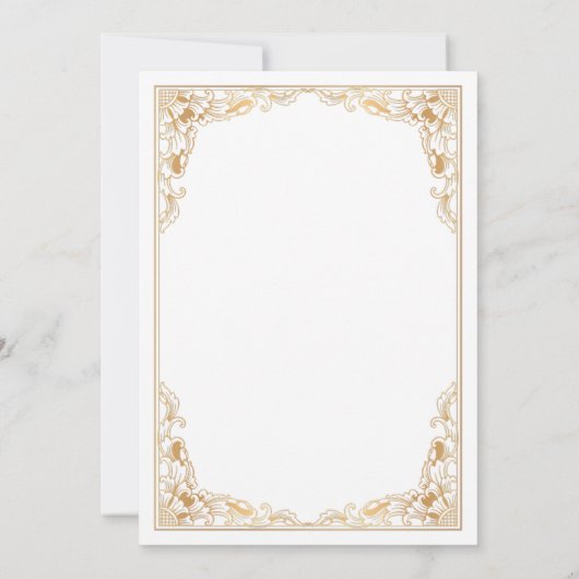 フローラ金ゴールドフレームホワイトイスラム結婚教徒 招待状 (裏面)