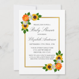 フローラ金ゴールドフレーム赤ちゃんシャワー 招待状