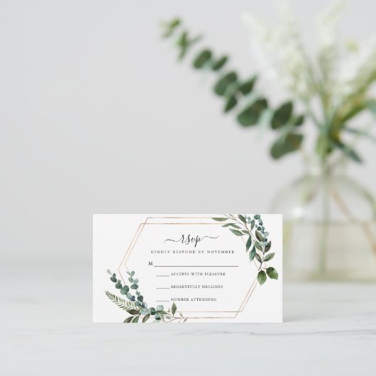 フローラ金ゴールドフレームRSVPカード | エンクロージャーカード (スタンド正面)