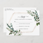 フローラ金ゴールドフレームRSVPカード ポストカード (正面/裏面)