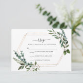 フローラ金ゴールドフレームRSVPカード 出欠カード (スタンド正面)