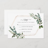 フローラ金ゴールドフレームRSVPカード 出欠カード (正面/裏面)