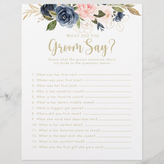 フローラ金ゴールドブライダルシャワー新郎は何と言った (正面)