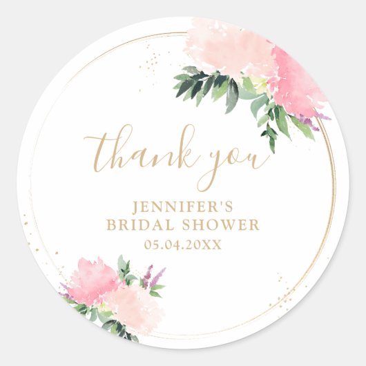 フローラ金ゴールドブライダルシャワー ラウンドシール (正面)