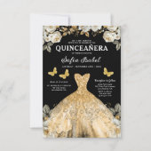 フローラ金ゴールドブラックバタフライプリンセスキンセアニェラ 招待状 (正面)