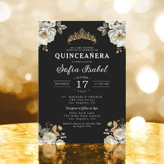 フローラ金ゴールドブラックプリンセスキンセアニェラ 招待状