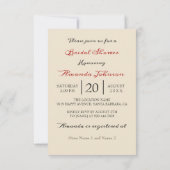 フローラ金ゴールドブルゴーニュアイボリーウォドランドブライダルシャワー 招待状 (裏面)