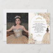 フローラ金ゴールドプリンセスキンセアニェラ写真ありがとう 招待状 (正面)