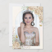 フローラ金ゴールドプリンセス誕生日キンセアニェラ写真 招待状 (裏面)